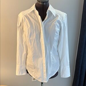 Anthropologie Classic White Button-Front Shirt